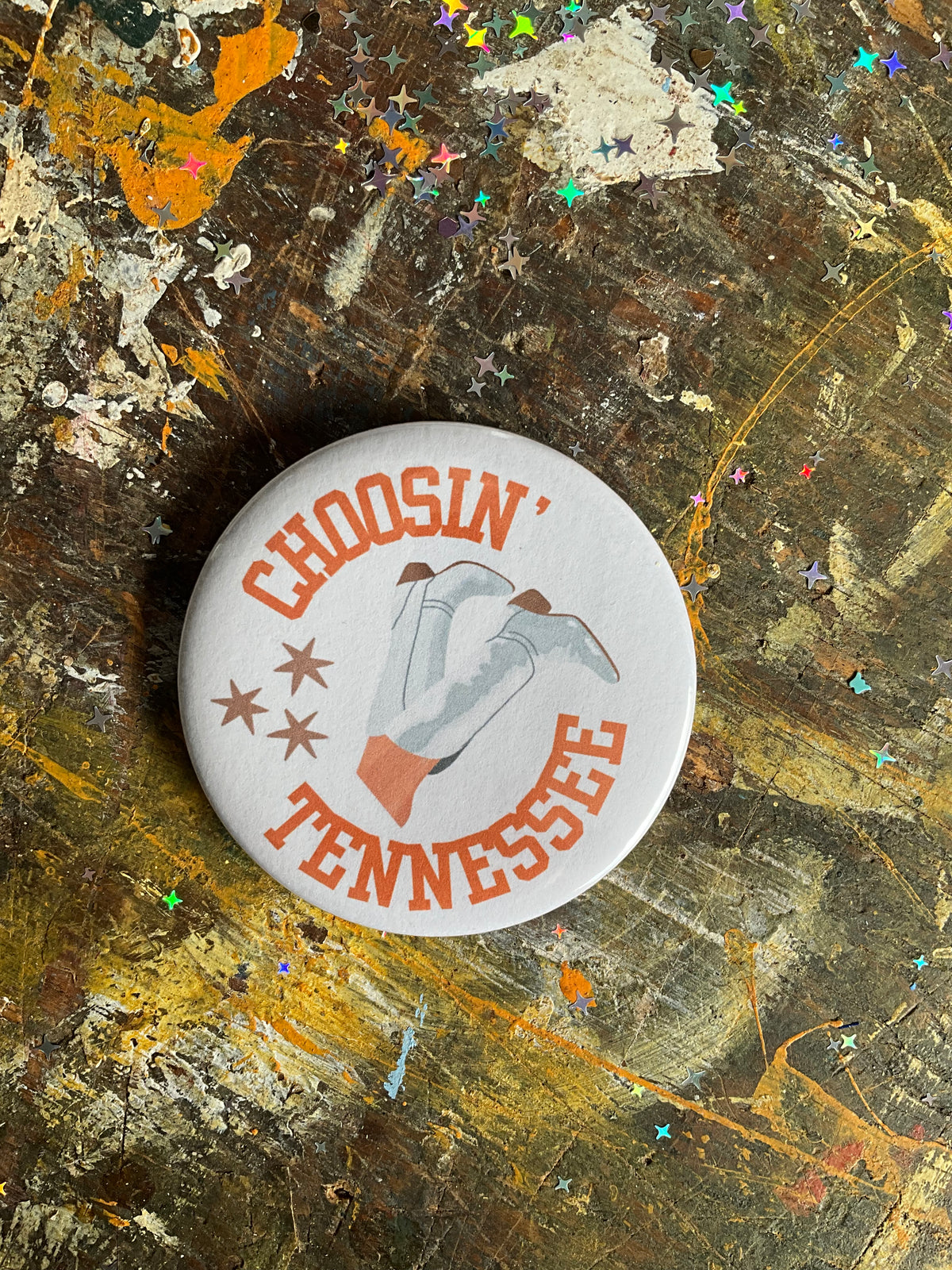 "CHOOSIN' TENNESSEE" orange/white boots button
