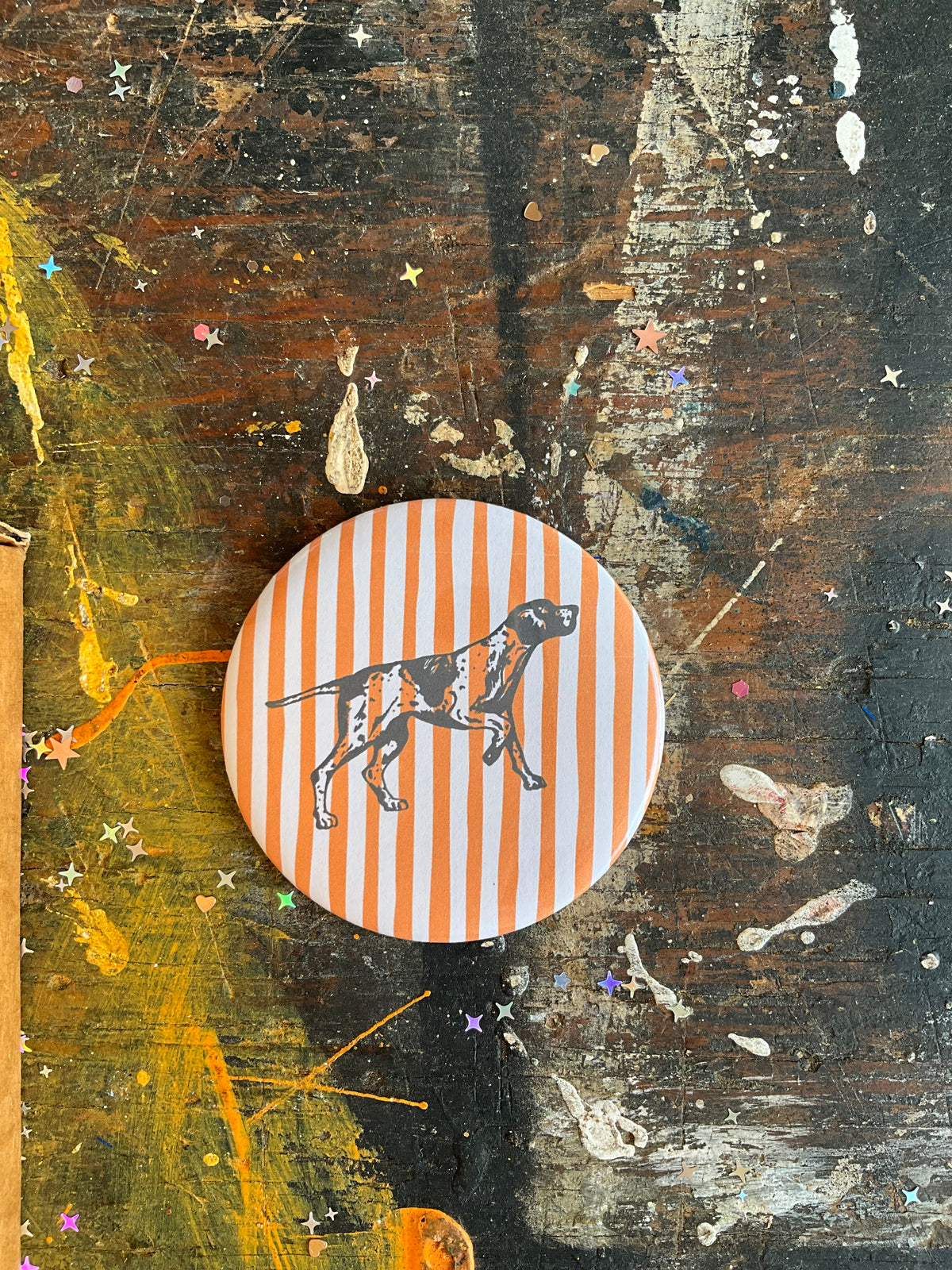 Smokey orange/white stripes button