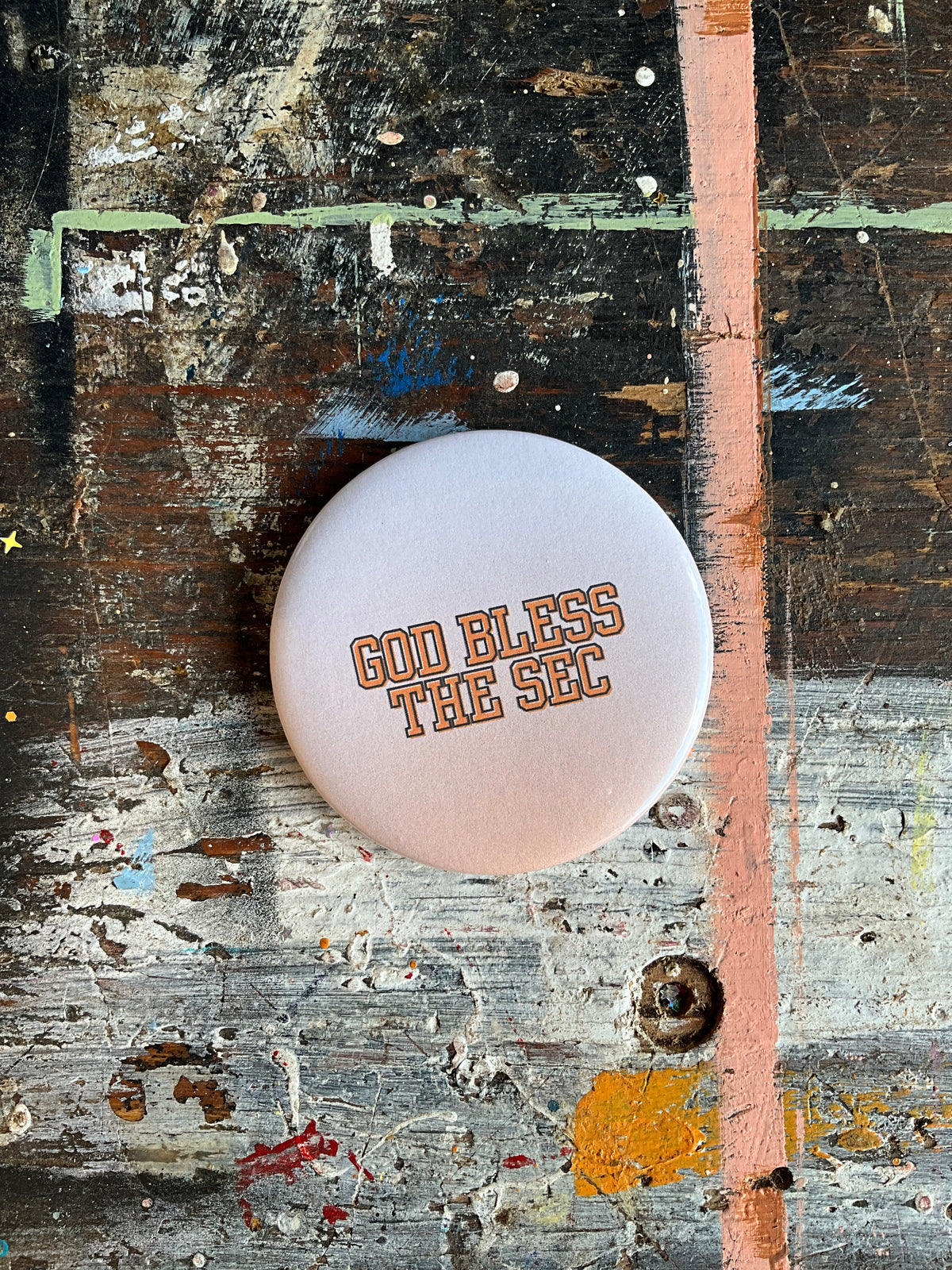 "GOD BLESS THE SEC" black outline button