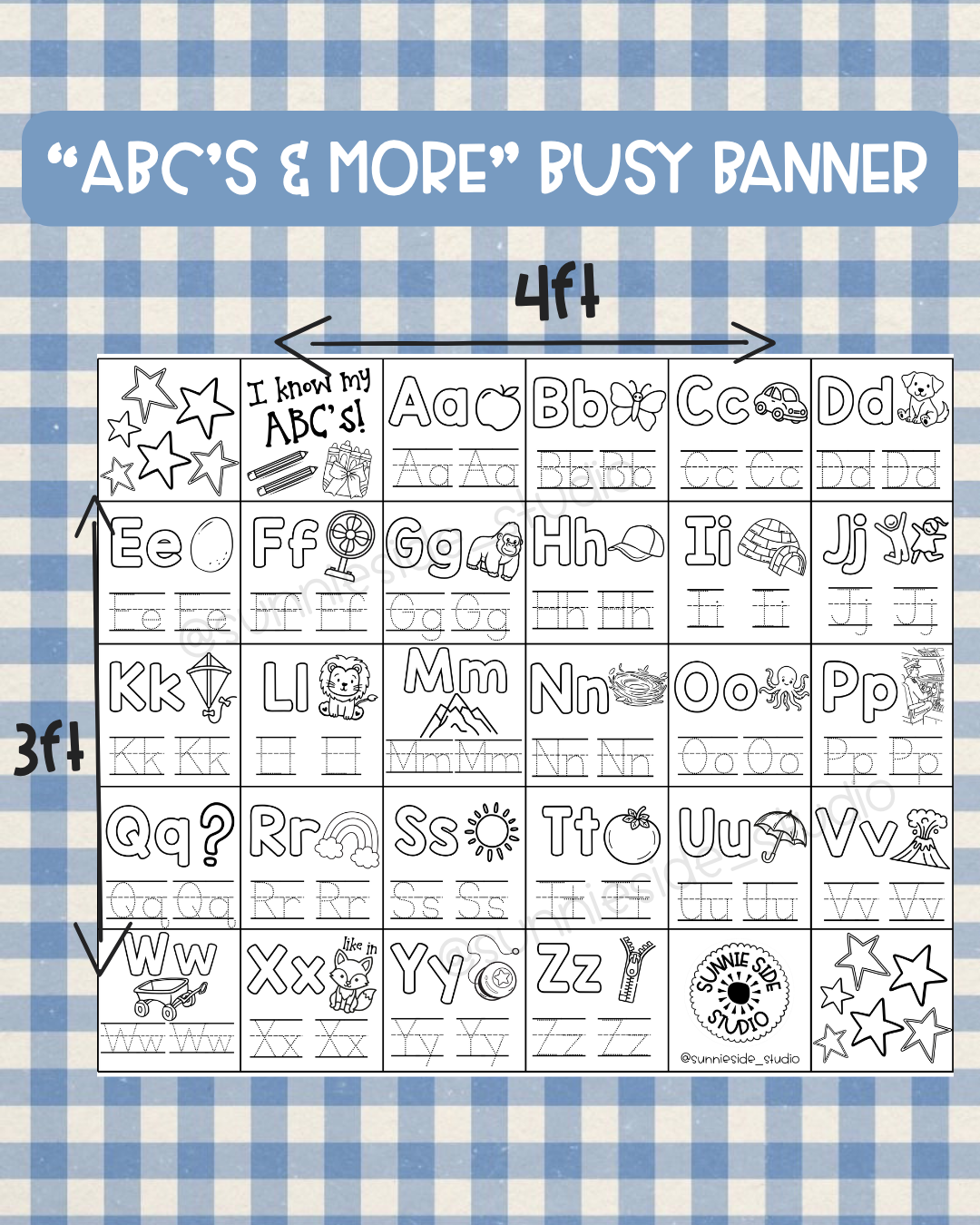 "ABC's & MORE" busy banner