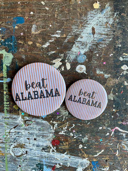 "beat ALABAMA" orange/white stripes