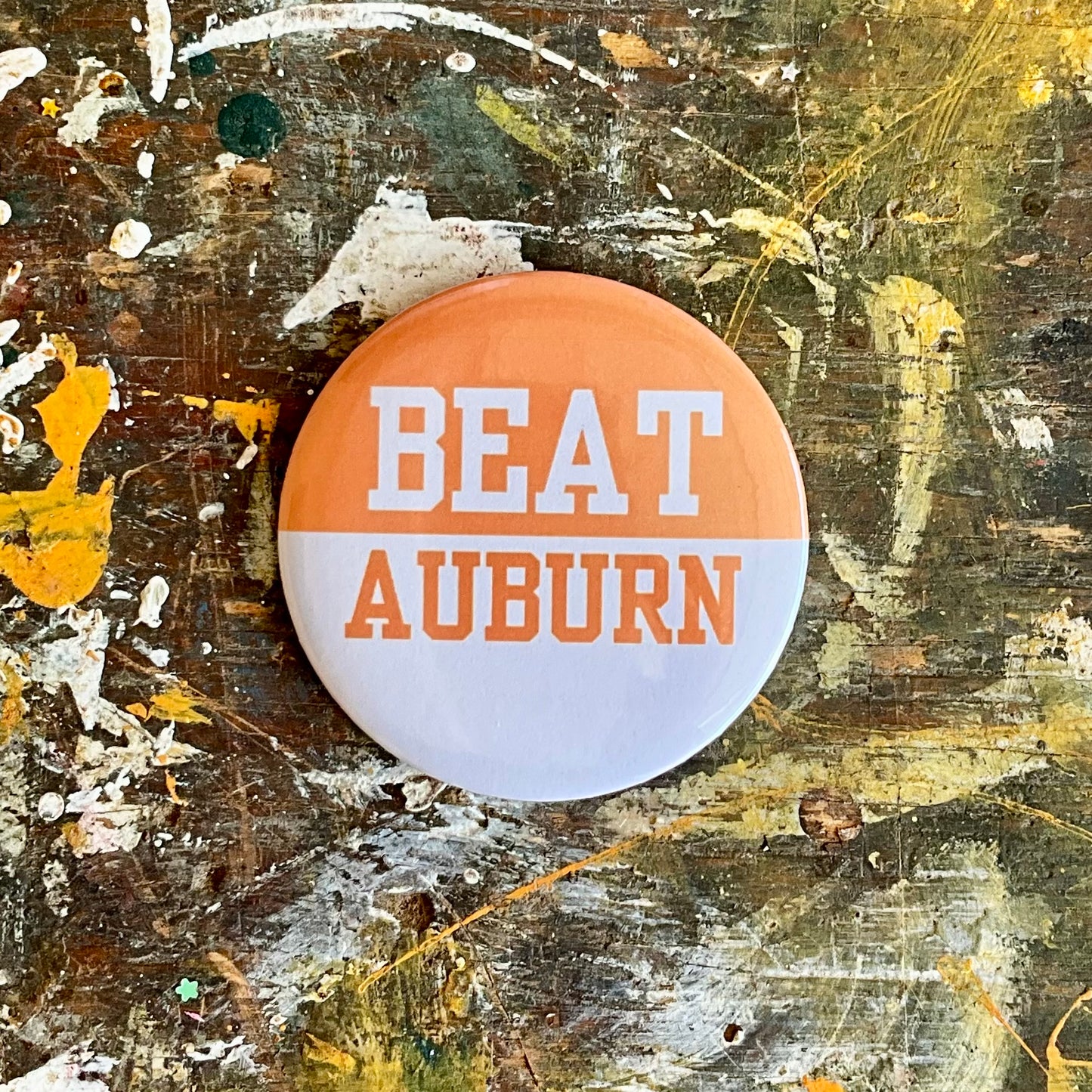 Beat Auburn pin back button