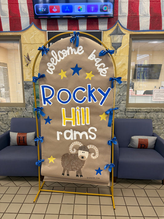 6ft arched hand painted banner