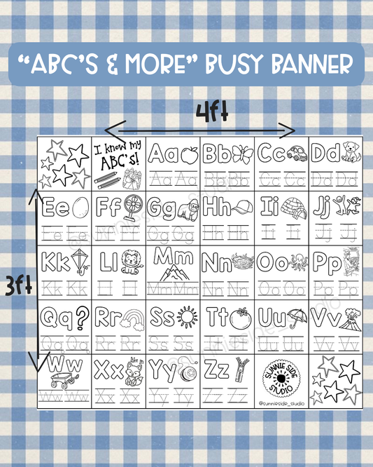 "ABC's & MORE" busy banner
